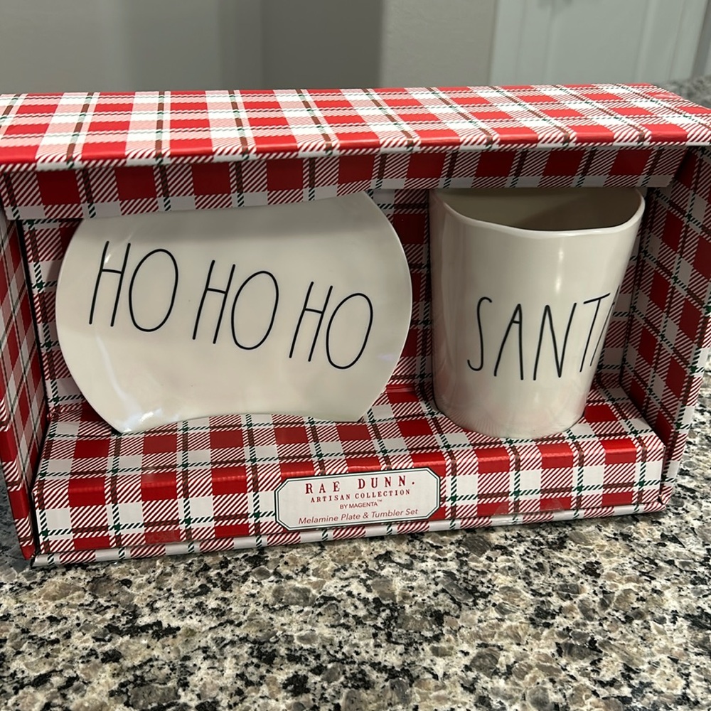 Rae Dunn Santa plate and cup for cookies and milk